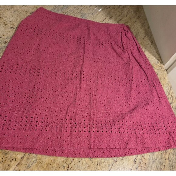 LL Bean Sz 8 Favorite Fit Pink Eyelet Knee Length Pencil Skirt Beach Line 297045 - Picture 5 of 13